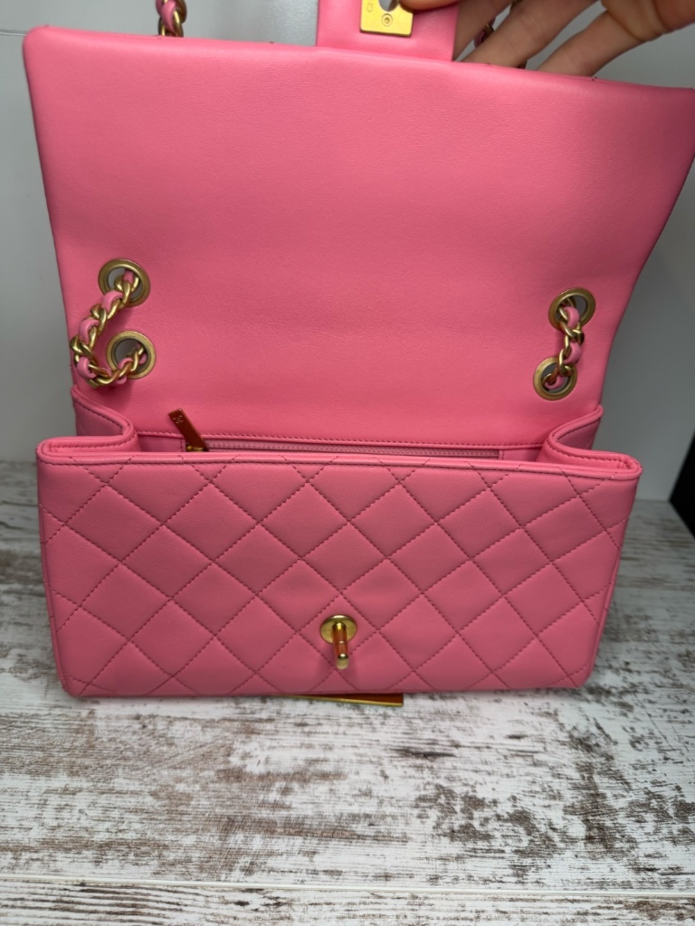 Chanel Logo Letters Touch Chain Flap Bag Quilted Lambskin Medium - Picture 5 of 13